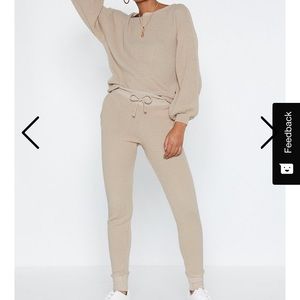 Beige Sweater and jogger lounge set